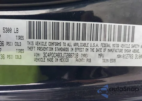 2018 Dodge Journey Se из США, поврежденный, VIN 3C4PDCAB3JT288718